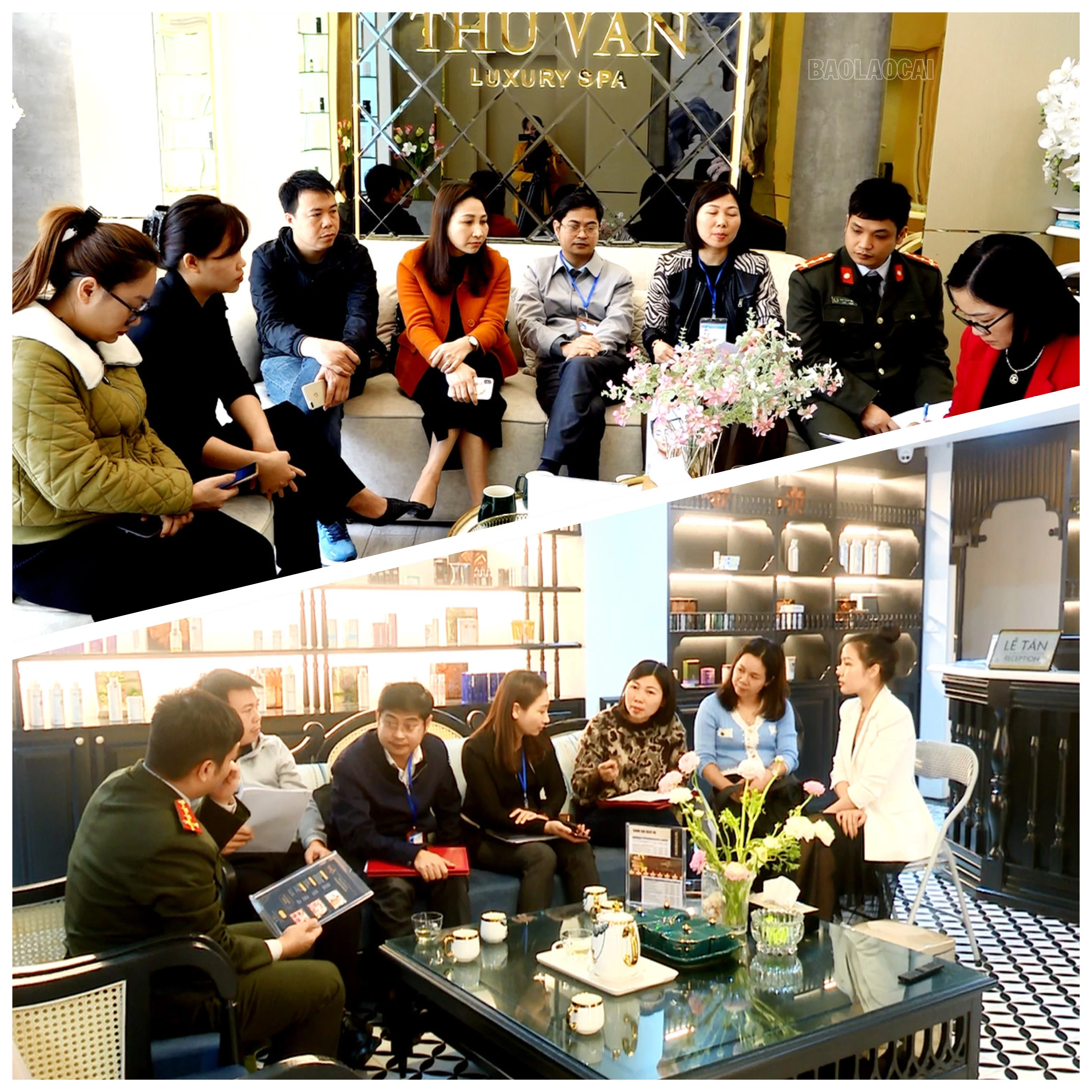 Đoàn kiểm tra liên ngành lập biên bản xử lý các cơ sở thẩm mỹ vi phạm.