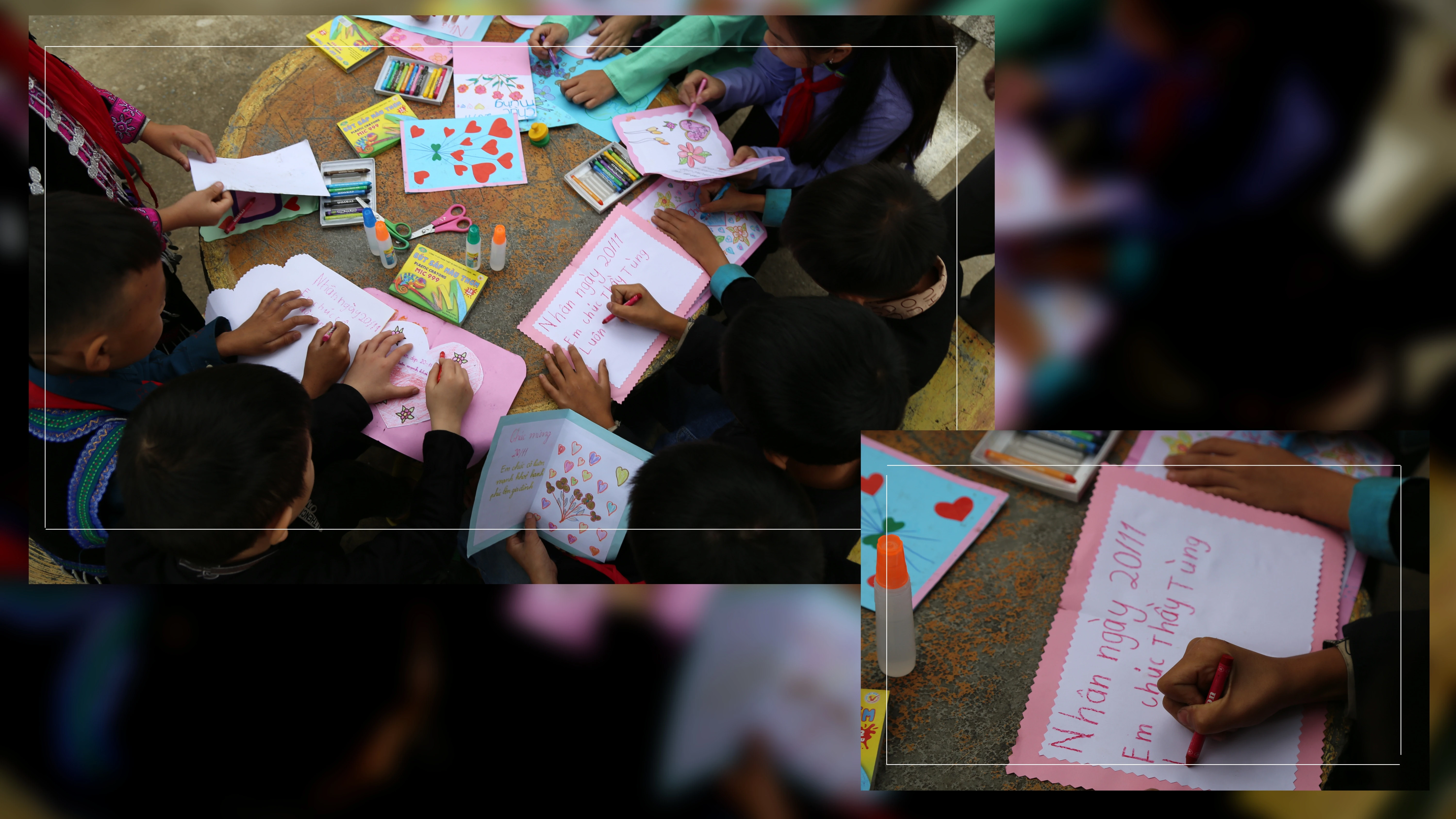 Những lá thư, tấm thiệp học sinh dành tặng thầy Tùng.