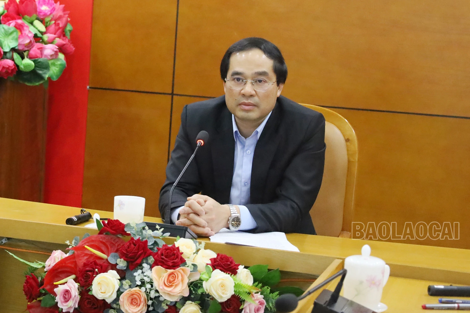 Chủ tịch UBND Trịnh Xuân Trường phát biểu tại cuộc họp.