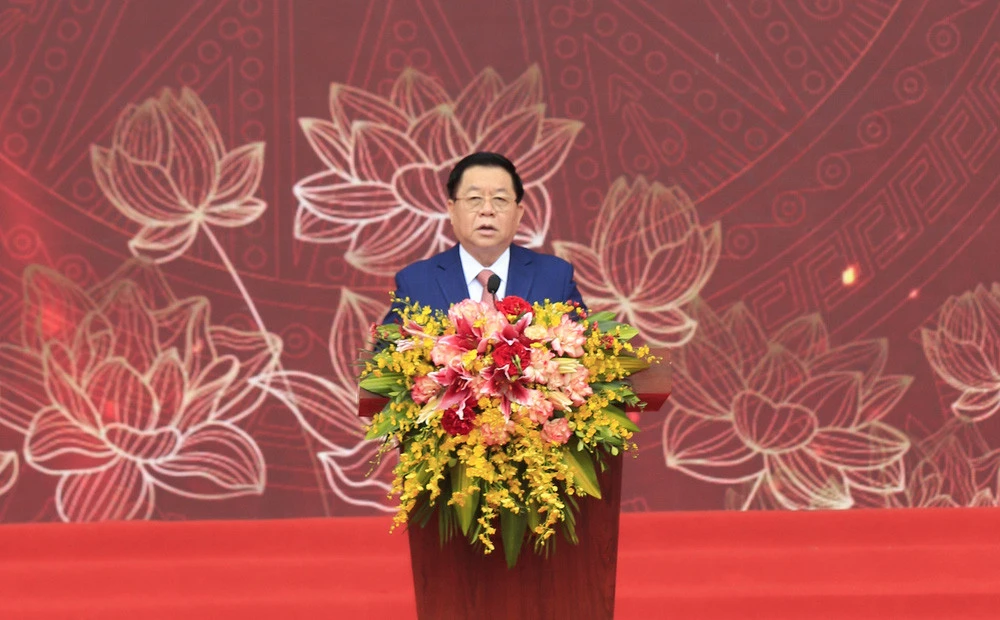 Trưởng Ban Tuyên giáo Trung ương Nguyễn Trọng Nghĩa phát biểu tại lễ khai mạc Hội Báo toàn quốc 2023.