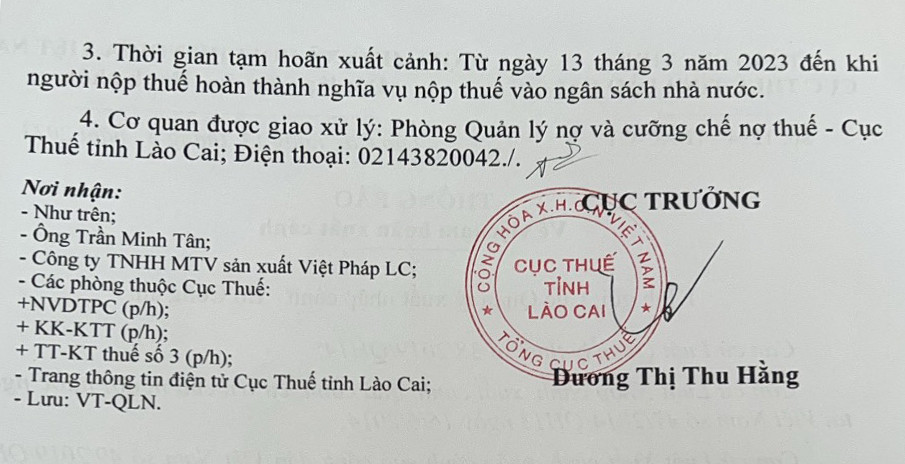 Một số giám đốc doanh nghiệp, hợp tác xã bị đề nghị tạm hoãn xuất cảnh do không hoàn thành nghĩa vụ thuế ảnh 2 Một số giám đốc doanh nghiệp, hợp tác xã bị đề nghị tạm hoãn xuất cảnh do không hoàn thành nghĩa vụ thuế ảnh 2