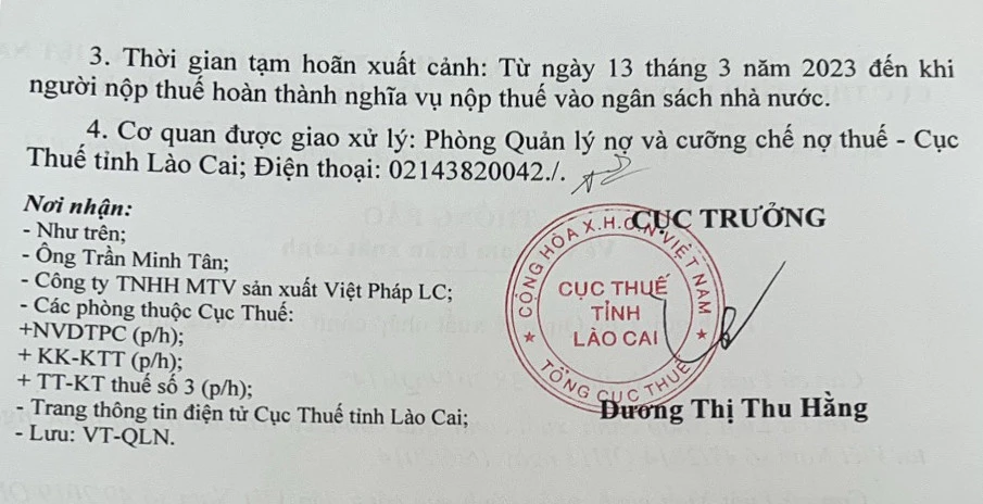 Một số giám đốc doanh nghiệp, hợp tác xã bị đề nghị tạm hoãn xuất cảnh do không hoàn thành nghĩa vụ thuế ảnh 2 Một số giám đốc doanh nghiệp, hợp tác xã bị đề nghị tạm hoãn xuất cảnh do không hoàn thành nghĩa vụ thuế ảnh 2
