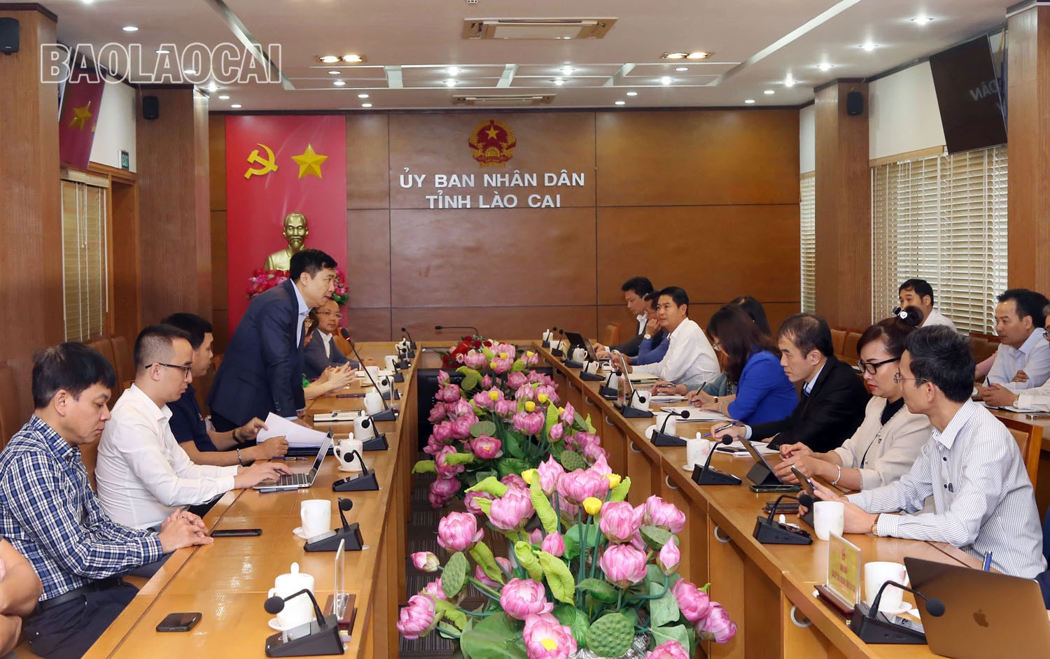 Đồng chí Đỗ Thanh Hải, Phó Tổng Giám đốc Đài Truyền hình Việt Nam phát biểu tại buổi làm việc.