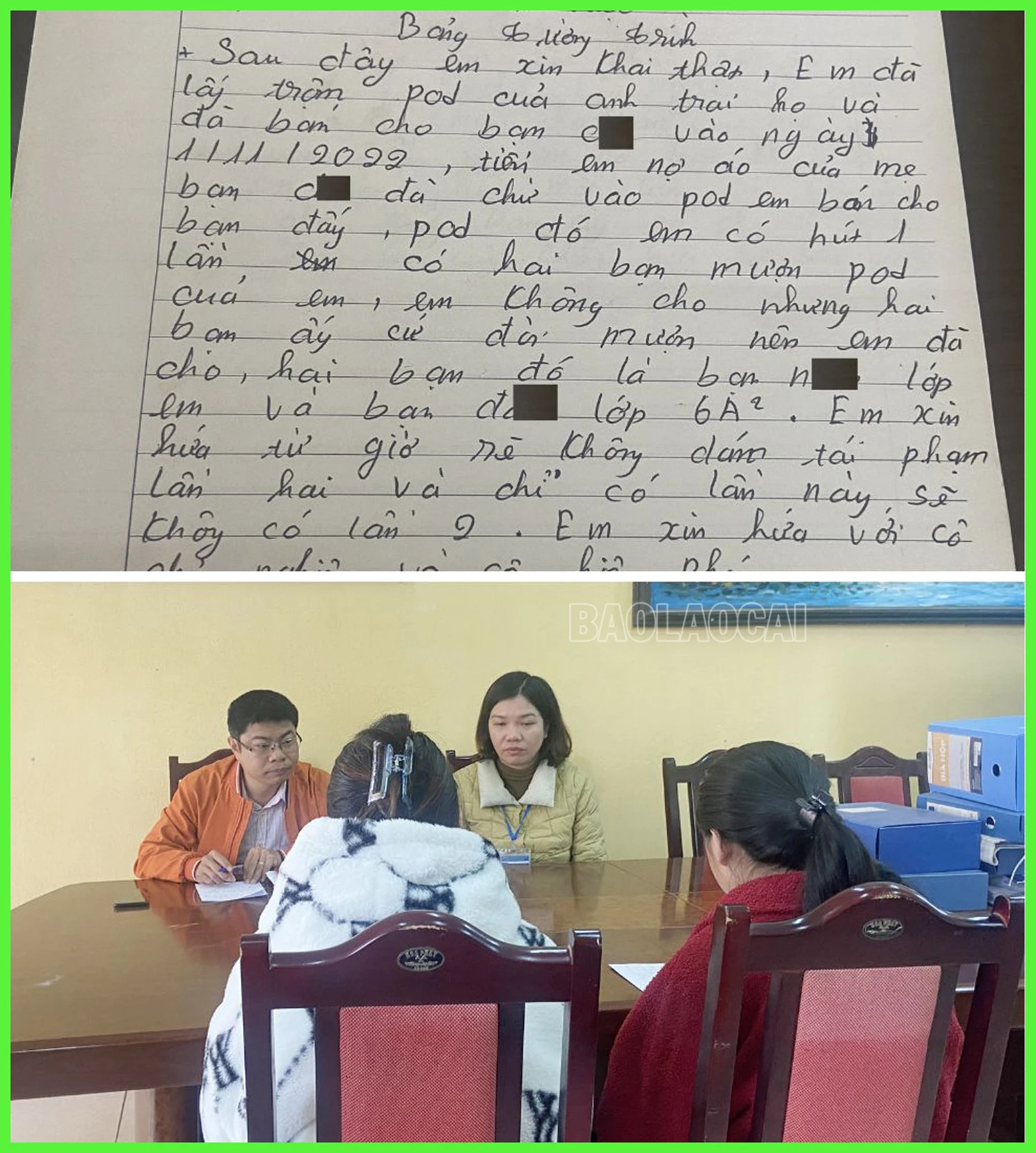 Học sinh hút thuốc lá điện tử tại Trường THCS Bản Vược là học sinh nữ.