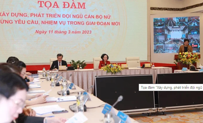 Quang cảnh tọa đàm tại điểm cầu Hà Nội. Ảnh: Phụ nữ Việt Nam