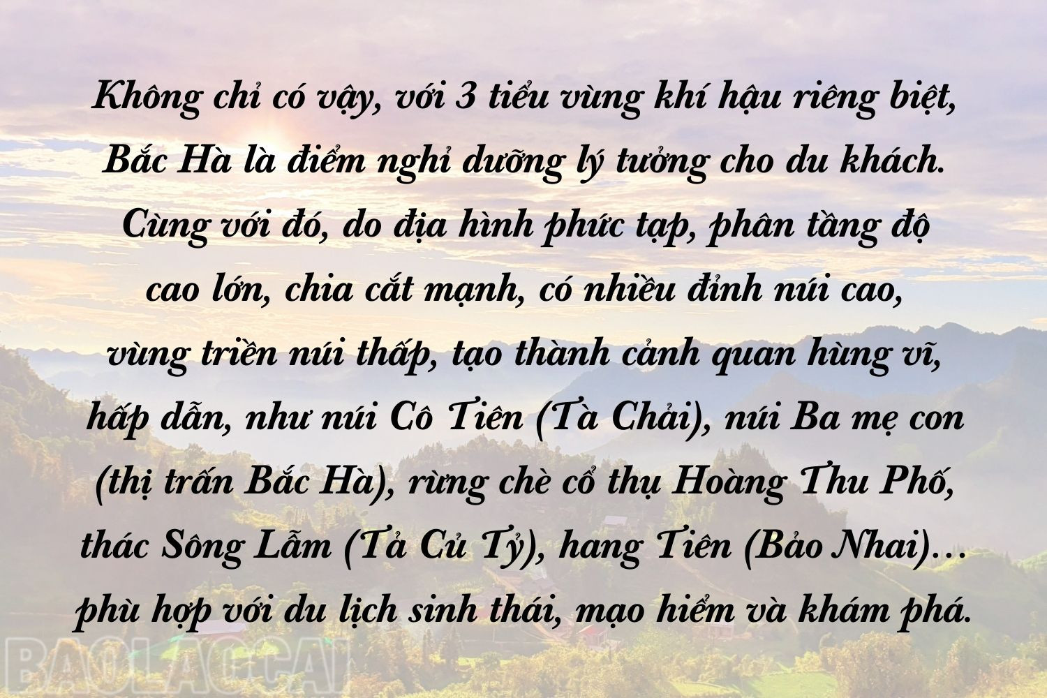 Xây dựng Bắc Hà trở thành khu du lịch đặc sắc của tỉnh ảnh 2