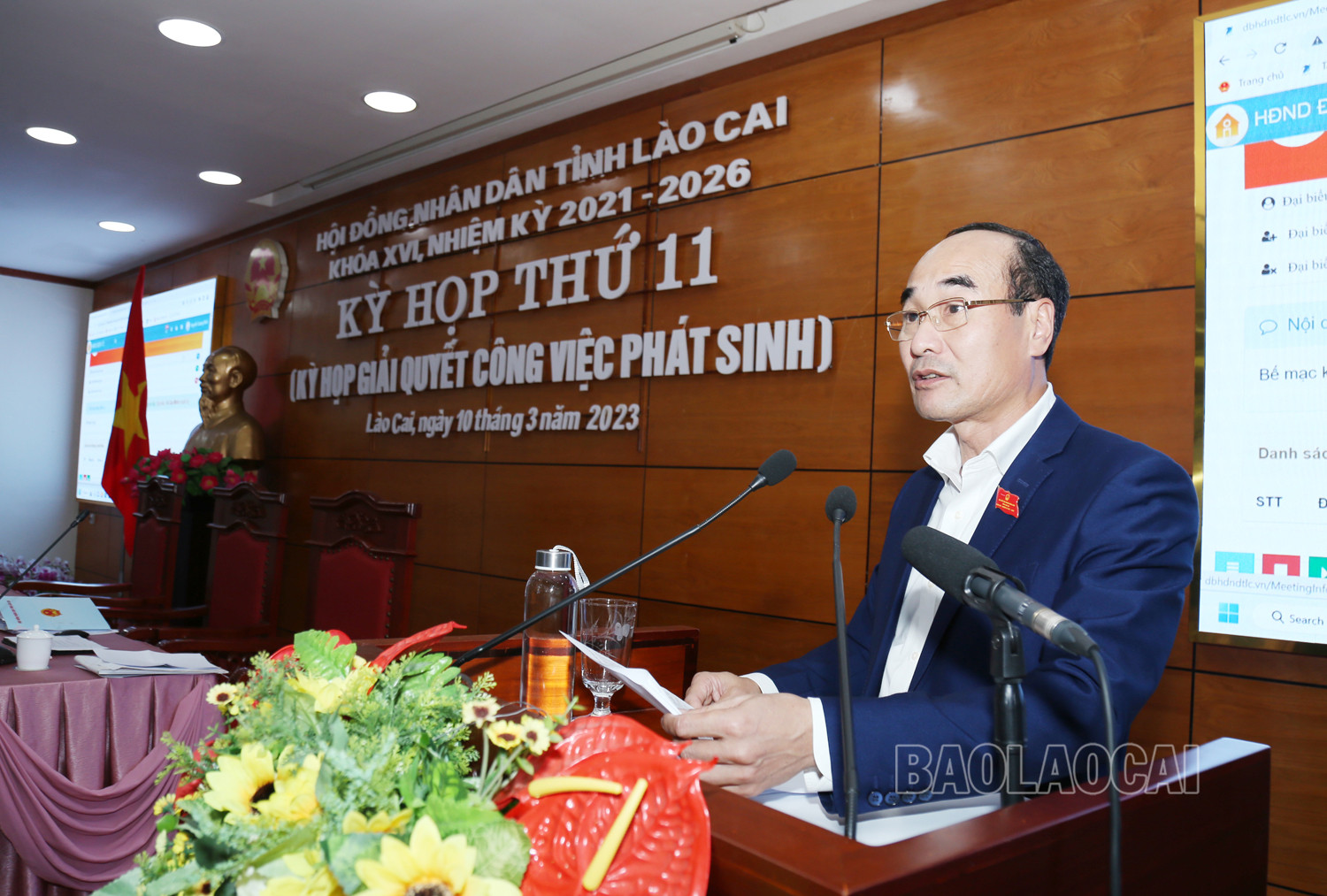 Chủ tịch HĐND tỉnh Vũ Xuân Cường phát biểu bế mạc Kỳ họp.