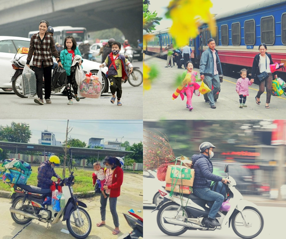 Nhiều gia đình thu xếp công việc để về quê ăn tết. Nhiều gia đình thu xếp công việc để về quê ăn tết.