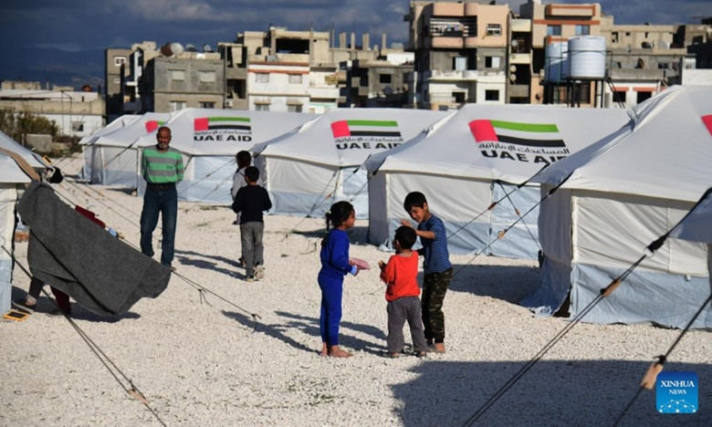 Trẻ em Syria tại nơi trú ẩn tạm thời ở thành phố Jableh, tỉnh Latakia, Syria, ngày 9/3/2023.