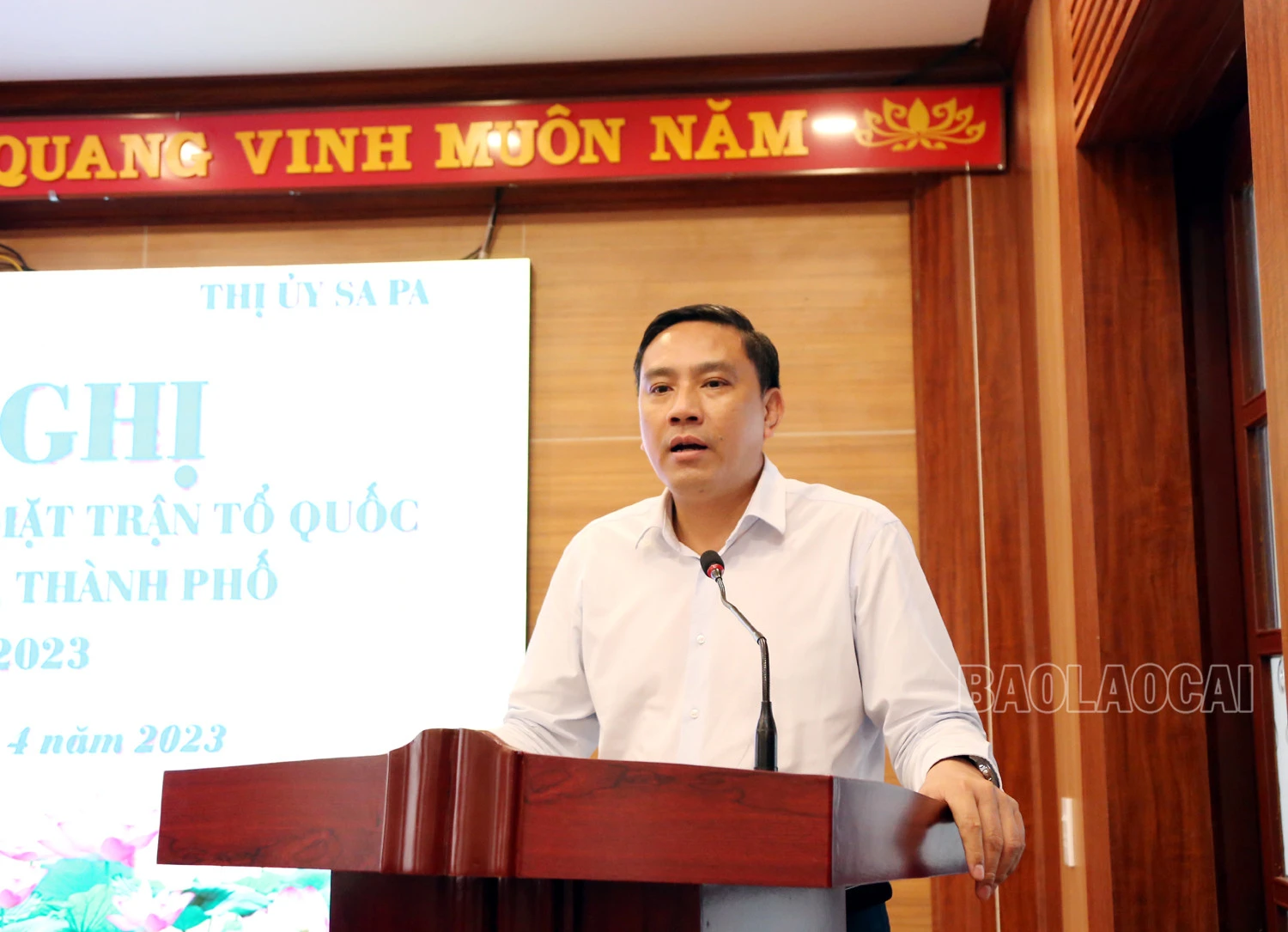 Đồng chí Hoàng Giang, Phó Bí thư Tỉnh ủy phát biểu tại hội nghị.