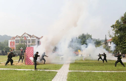 Diễu hành biểu dương lực lượng. Biểu diễn võ thuật. Những tuyệt kỹ thể hiện sức mạnh của lực lượng CSCĐ. Lao qua vòng lửa. Diễn tập phòng, chống khủng bố. Diễu hành biểu dương lực lượng. Biểu diễn võ thuật. Những tuyệt kỹ thể hiện sức mạnh của lực lượng CSCĐ. Lao qua vòng lửa. Diễn tập phòng, chống khủng bố.