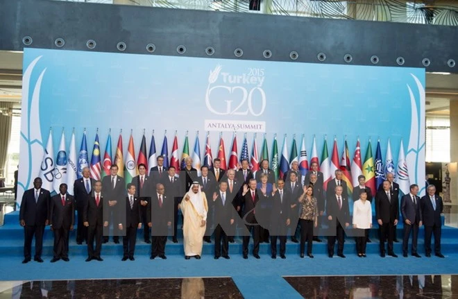 Các nhà lãnh đạo G-20 chụp ảnh chung tại hội nghị ở Antalya, Thổ Nhĩ Kỳ ngày 15/11.