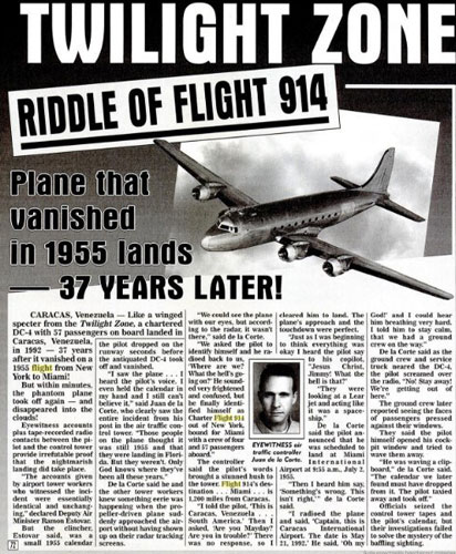 Tờ Weekly World News đưa tin về sự mất tích của máy bay. Tờ Weekly World News đưa tin về sự mất tích của máy bay.