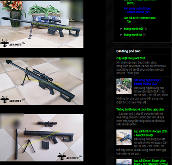 Nhiều trang mạng rao bán súng bắn bi nguy hiểm. Nhiều trang mạng rao bán súng bắn bi nguy hiểm.