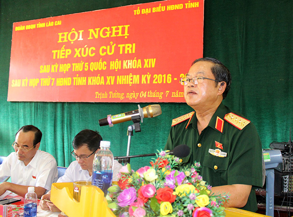 Đại tướng Đỗ Bá Tỵ, Phó Chủ tịch Quốc hội phát biểu ý kiến.