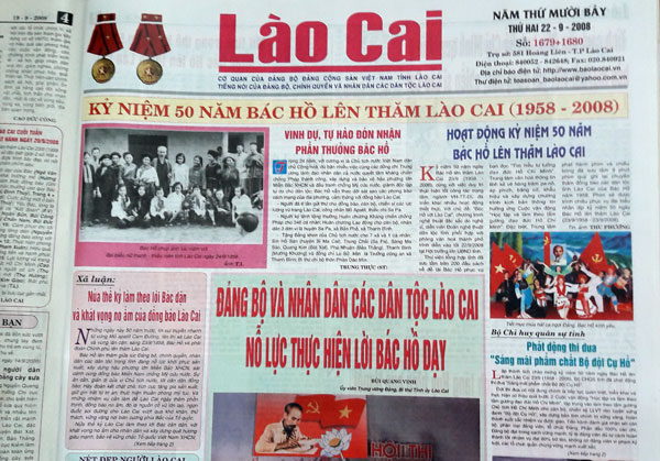 Số báo kỷ niệm 50 năm Bác Hồ thăm Lào Cai (23/9/1958-23/9/2008).