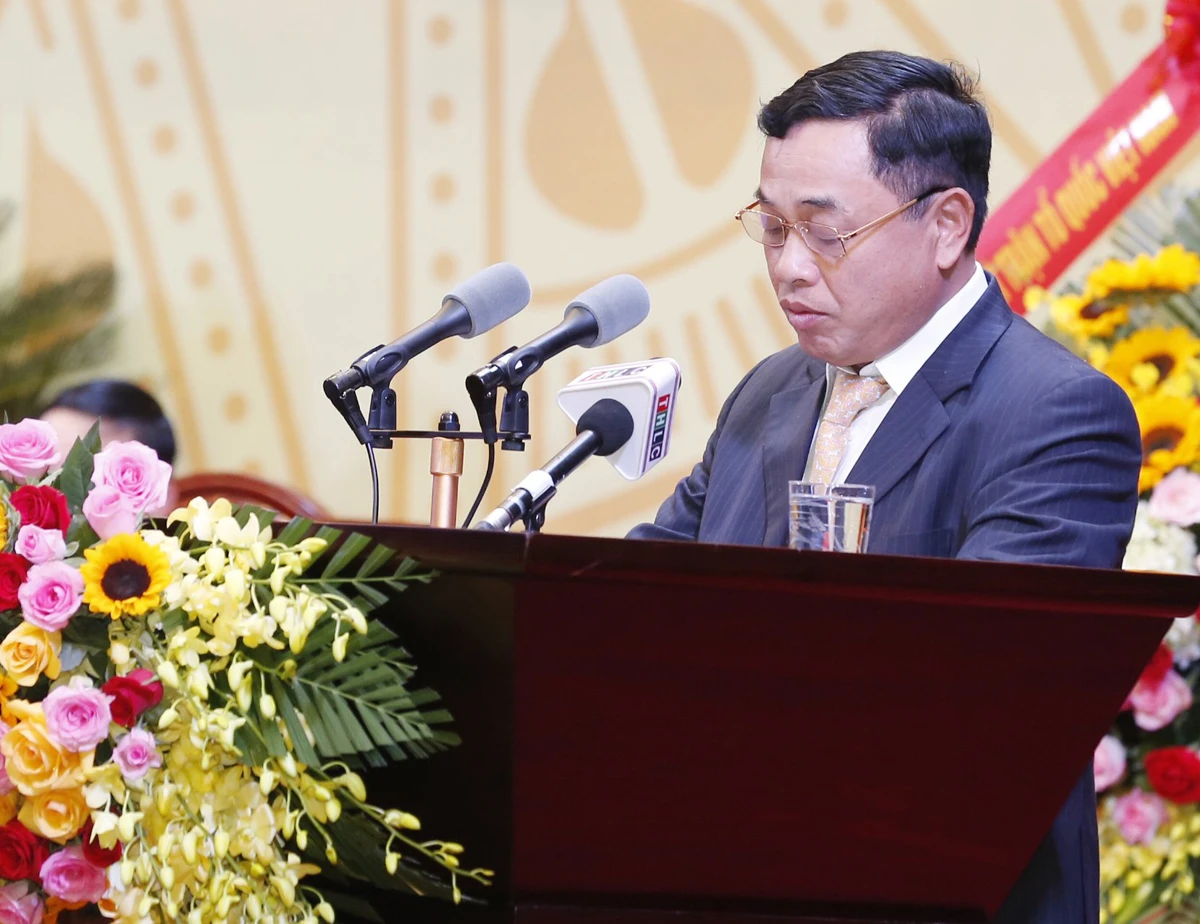 Đồng chí Đỗ Trường Giang tham luận tại Đại hội.