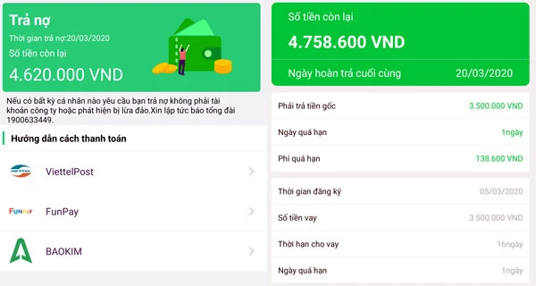 Phạt quá hạn rất cao “quá hạn 1 ngày bị phạt 138.600 đồng”.