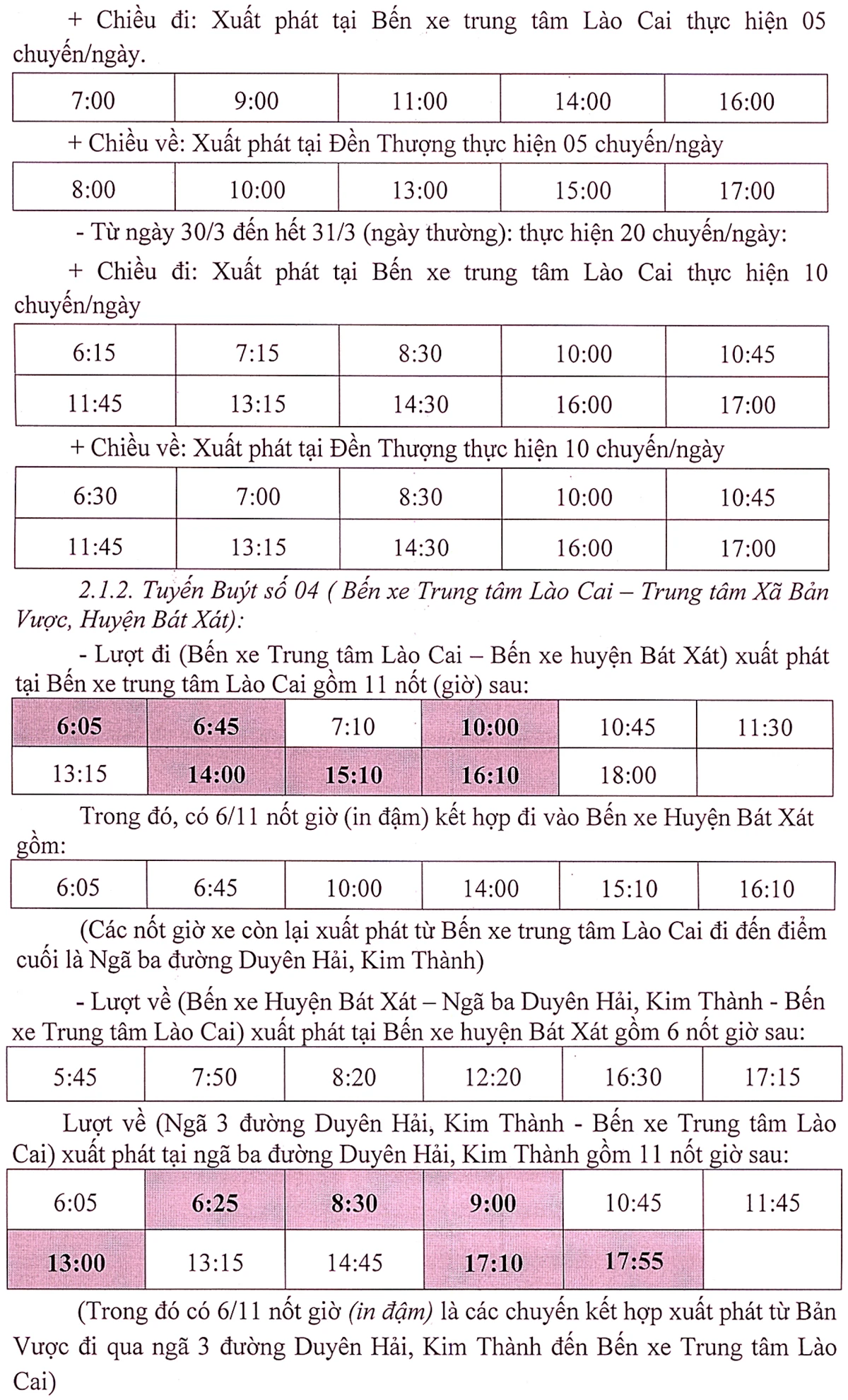 Lịch chạy tuyến 03, 04 từ 28 - 31/3/2020.