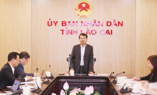 Đồng chí Đặng Xuân Phong, Chủ tịch UBND tỉnh phát biểu kết luận buổi làm việc.