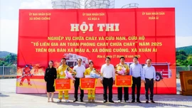 Hội thi nghiệp vụ chữa cháy và cứu nạn, cứu hộ “Tổ liên gia an toàn phòng cháy chữa cháy” cụm các xã Mậu A, Đông Cuông, Xuân Ái