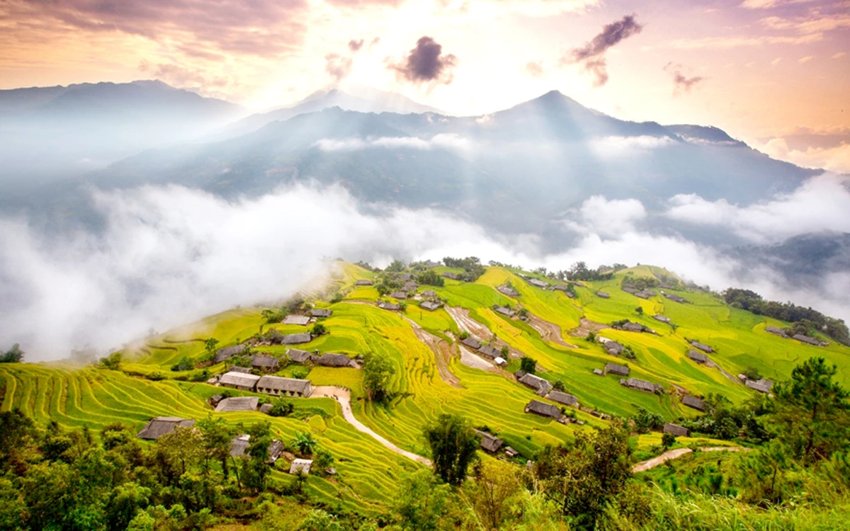 Ruộng bậc thang ở Hoàng Su Phì với vẻ đẹp như tranh vẽ.