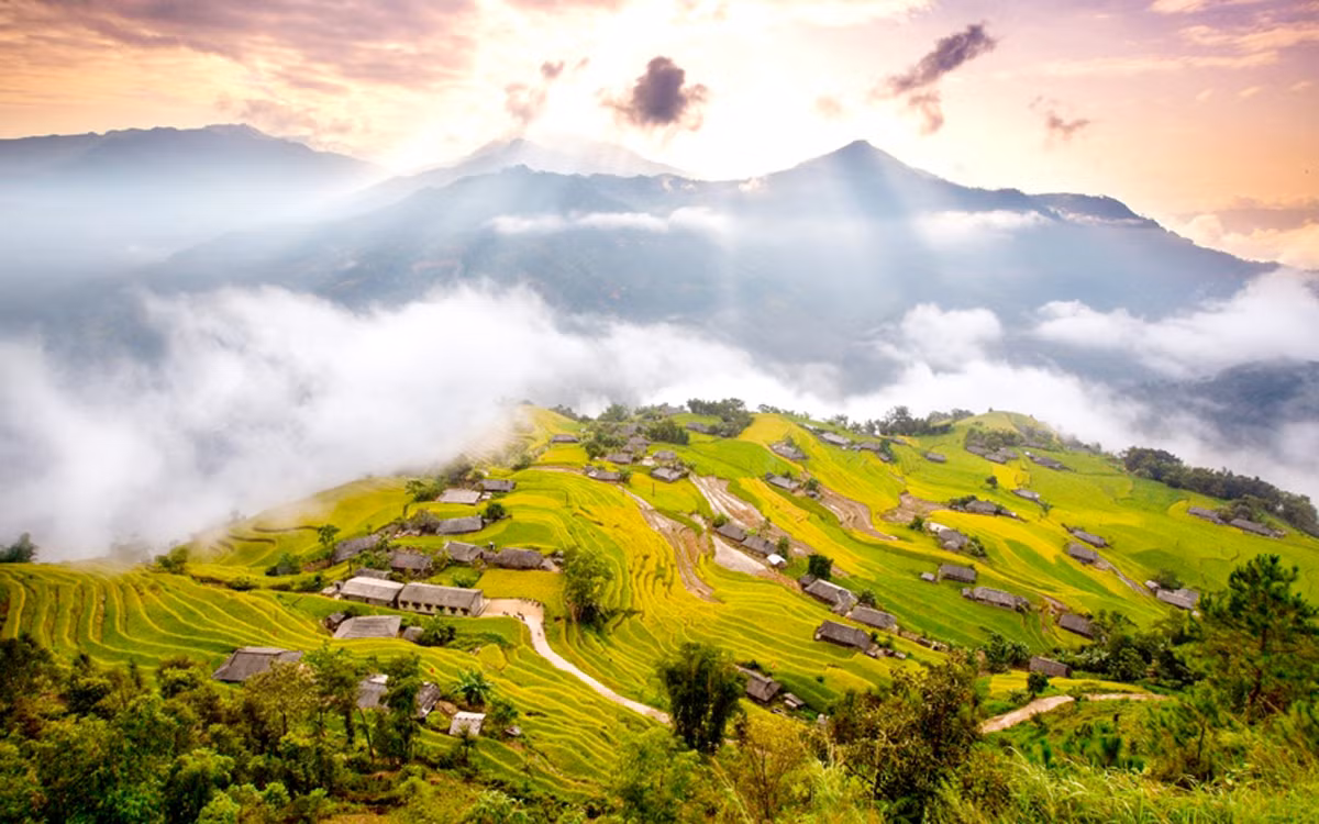 Ruộng bậc thang ở Hoàng Su Phì với vẻ đẹp như tranh vẽ.