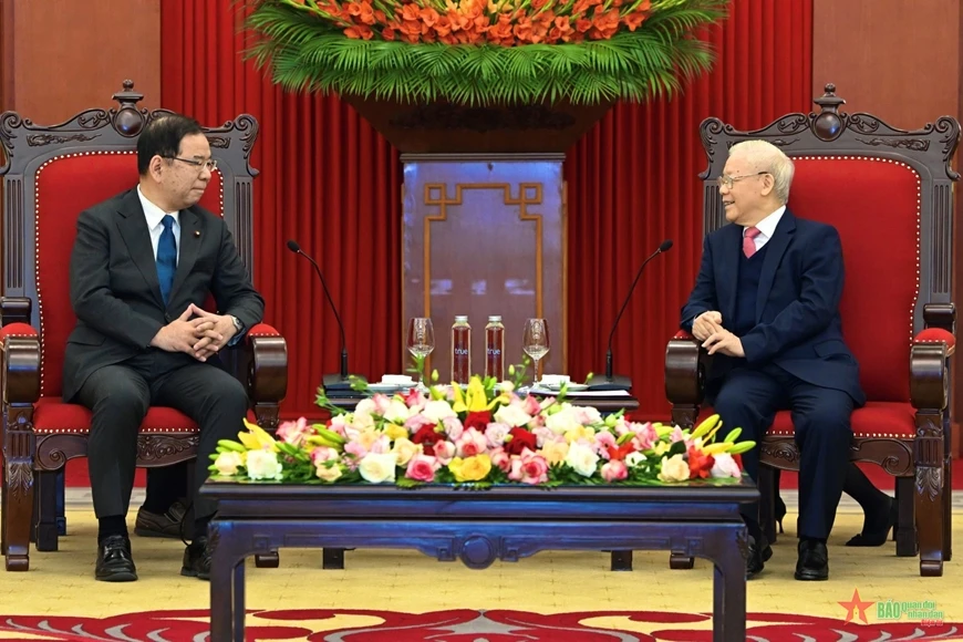 Tổng Bí thư Nguyễn Phú Trọng tiếp đồng chí Shii Kazuo, Chủ tịch Đoàn Chủ tịch Ban Chấp hành Trung ương Đảng Cộng sản Nhật Bản.