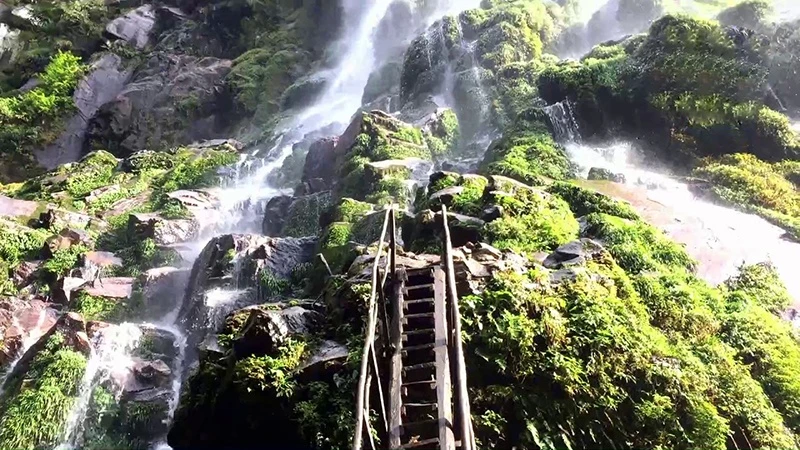 Những bậc thang giúp du khách dễ dàng chinh phục thác.