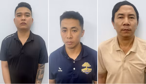 Các đối tượng Huỳnh Linh Bôn, Nguyễn Văn Phú và Phạm Ngọc Cương (từ trái sang).