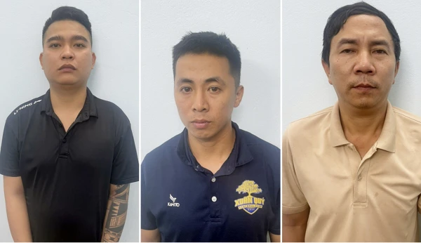 Các đối tượng Huỳnh Linh Bôn, Nguyễn Văn Phú và Phạm Ngọc Cương (từ trái sang).