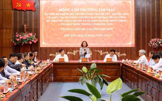 Thường trực Ban Bí thư Trương Thị Mai phát biểu kết luận buổi làm việc.