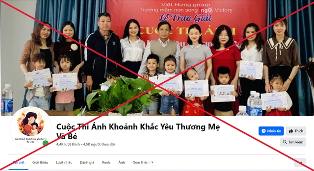 Fanpage "Cuộc Thi Ảnh Khoảnh Khắc Yêu Thương Mẹ và Bé" có dấu hiệu giả mạo VTV để lừa đảo người chơi.