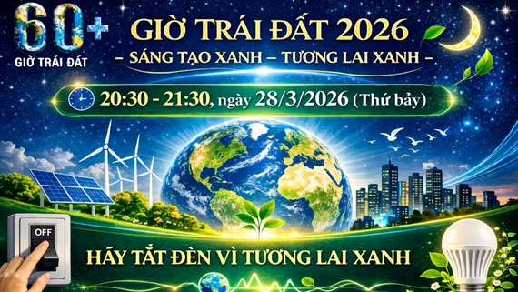 Giờ Trái đất năm 2026 sẽ diễn ra từ 20h30 - 21h30 ngày 28/3.