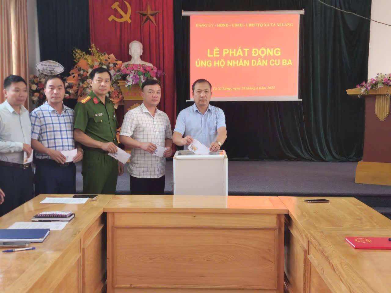 Hưởng ứng lời kêu gọi của Hội Chữ thập đỏ tỉnh, Đảng ủy - HĐND - UBND - Ủy ban MTTQ Việt Nam xã Tà Xi Láng tổ chức Lễ phát động ủng hộ Nhân dân Cuba. ta-xi-lang.jpg