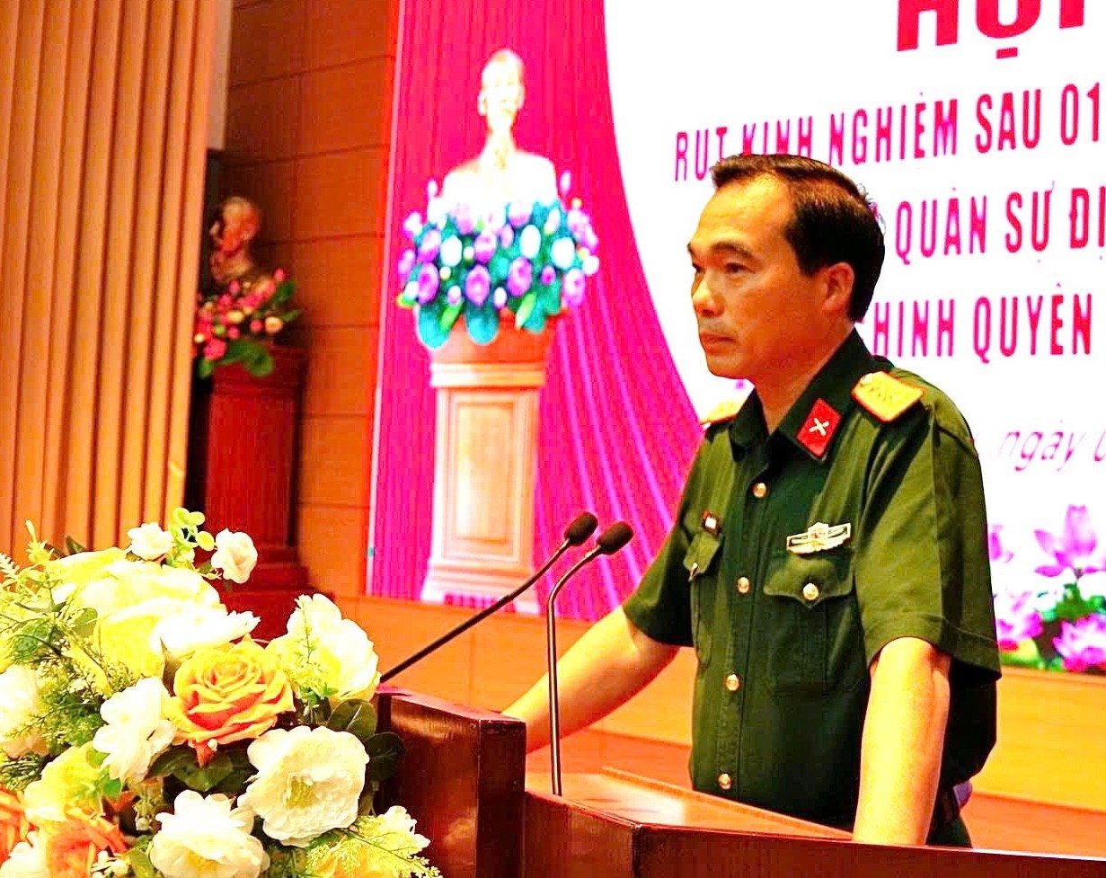 Đại tá Đặng Quốc Đồng, Uỷ viên Ban Thường vụ Tỉnh ủy, Chỉ huy trưởng Bộ CHQS tỉnh phát biểu kết luận Hội nghị. cb976e30-a316-4475-a6f5-8d960065ac28.jpg