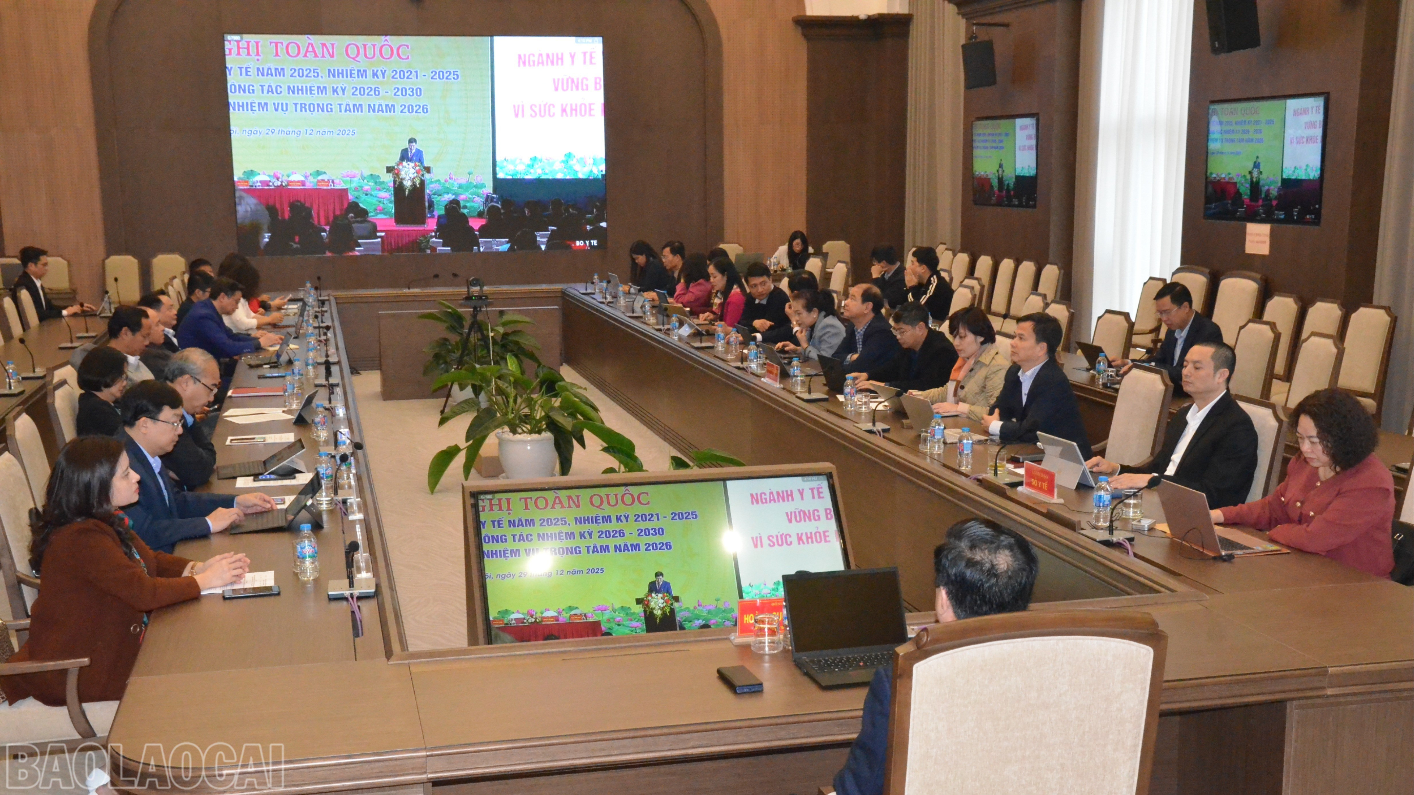 Các đại biểu dự hội nghị tại điểm cầu tỉnh Lào Cai.