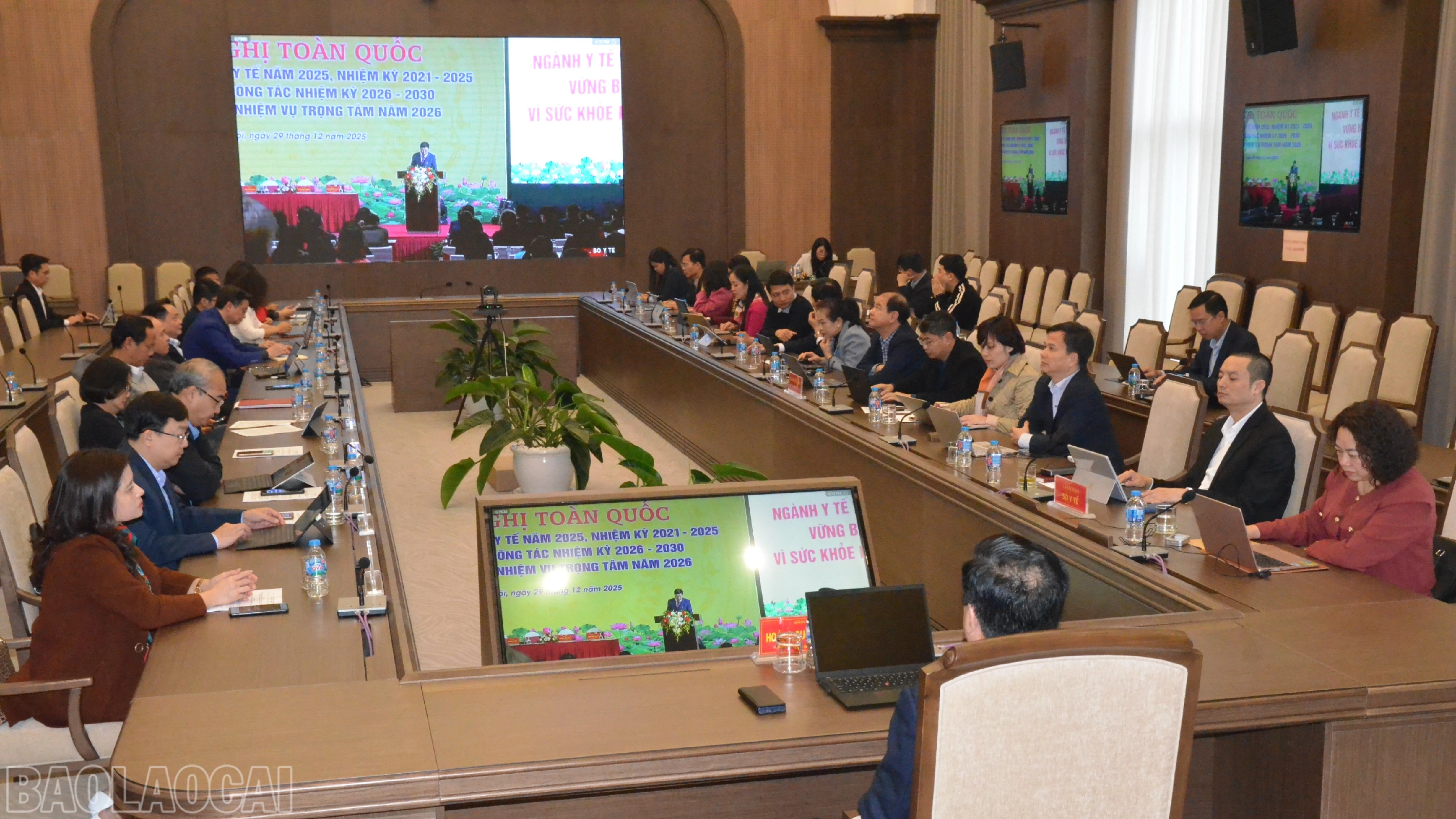 Các đại biểu dự hội nghị tại điểm cầu tỉnh Lào Cai.