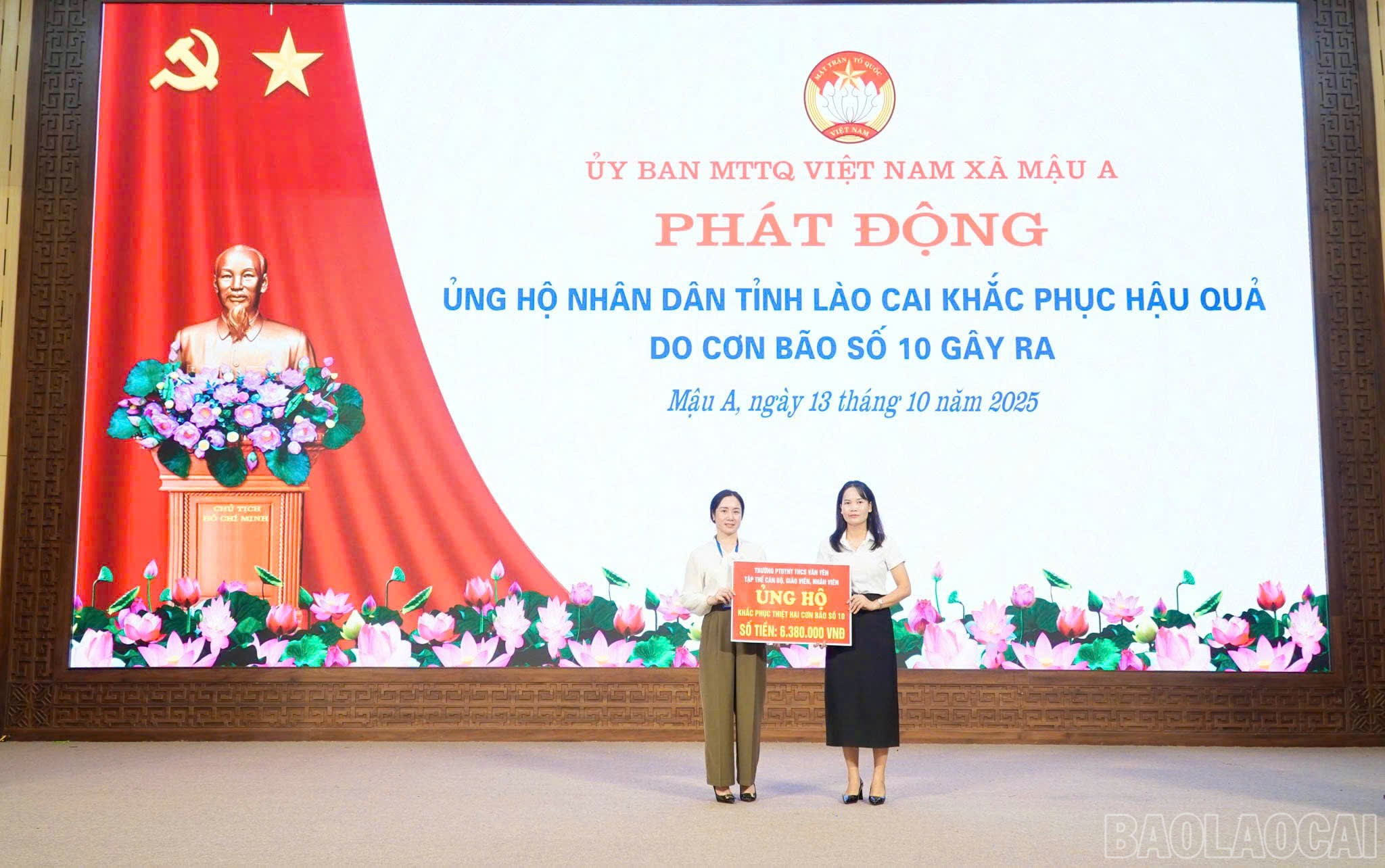 Các đơn vị trên địa bàn xã Mậu A quyên góp ủng hộ.