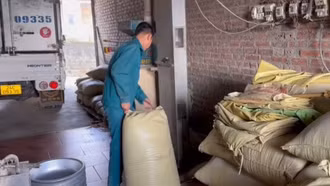 Công xưởng xay xát gạo Séng cù vào vụ Tết 