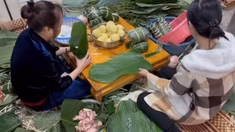 Các gia đình thành phố giữ truyền thống gói bánh chưng