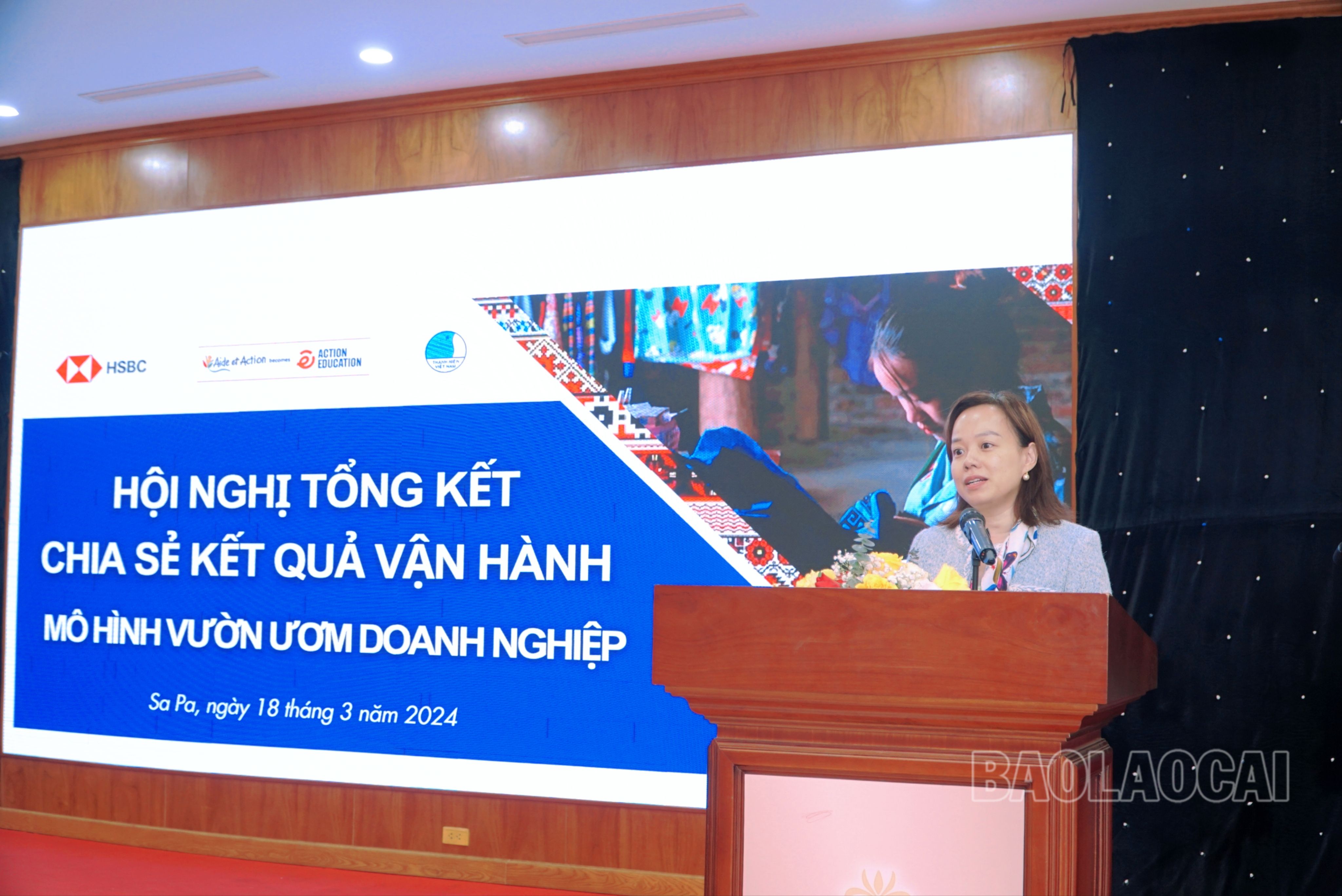 Đại diện đơn vị tài trợ phát biểu. MTXX_MH20240318_105832080.jpg