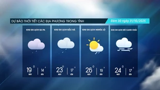 Đêm có mưa, mưa nhỏ vài nơi