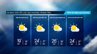 Đêm có mưa vài nơi, ngày trời nắng