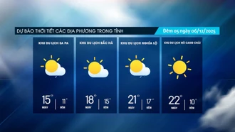 Đêm có mưa nhỏ vài nơi, ngày trời nắng