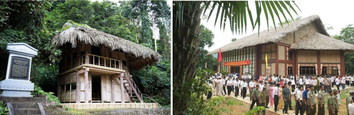 Lán và hầm an toàn của Chủ tịch Hồ Chí Minh thời kỳ 1953 - 1954, xã Kim Quan, huyện Yên Sơn (Tuyên Quang) (ảnh trái); Khu di tích lịch sử Quốc gia đặc biệt Kim Bình, huyện Chiêm Hoá (Tuyên Quang) (ảnh phải).