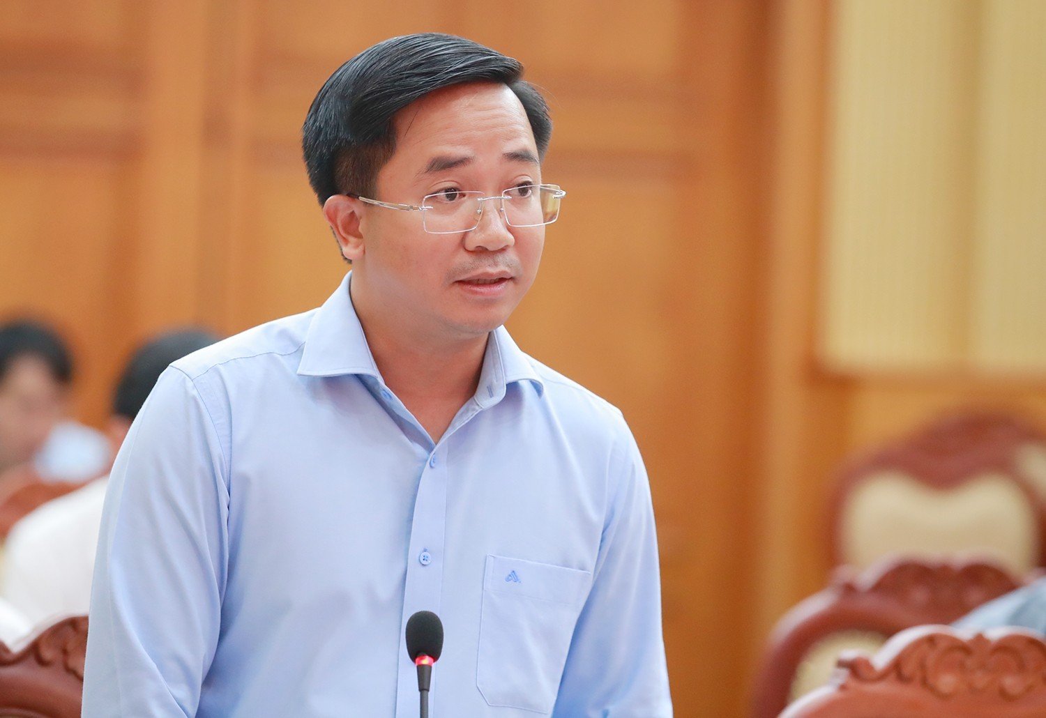 Bí thư Huyện ủy Bảo Thắng phát biểu tại hội nghị. SN.jpg