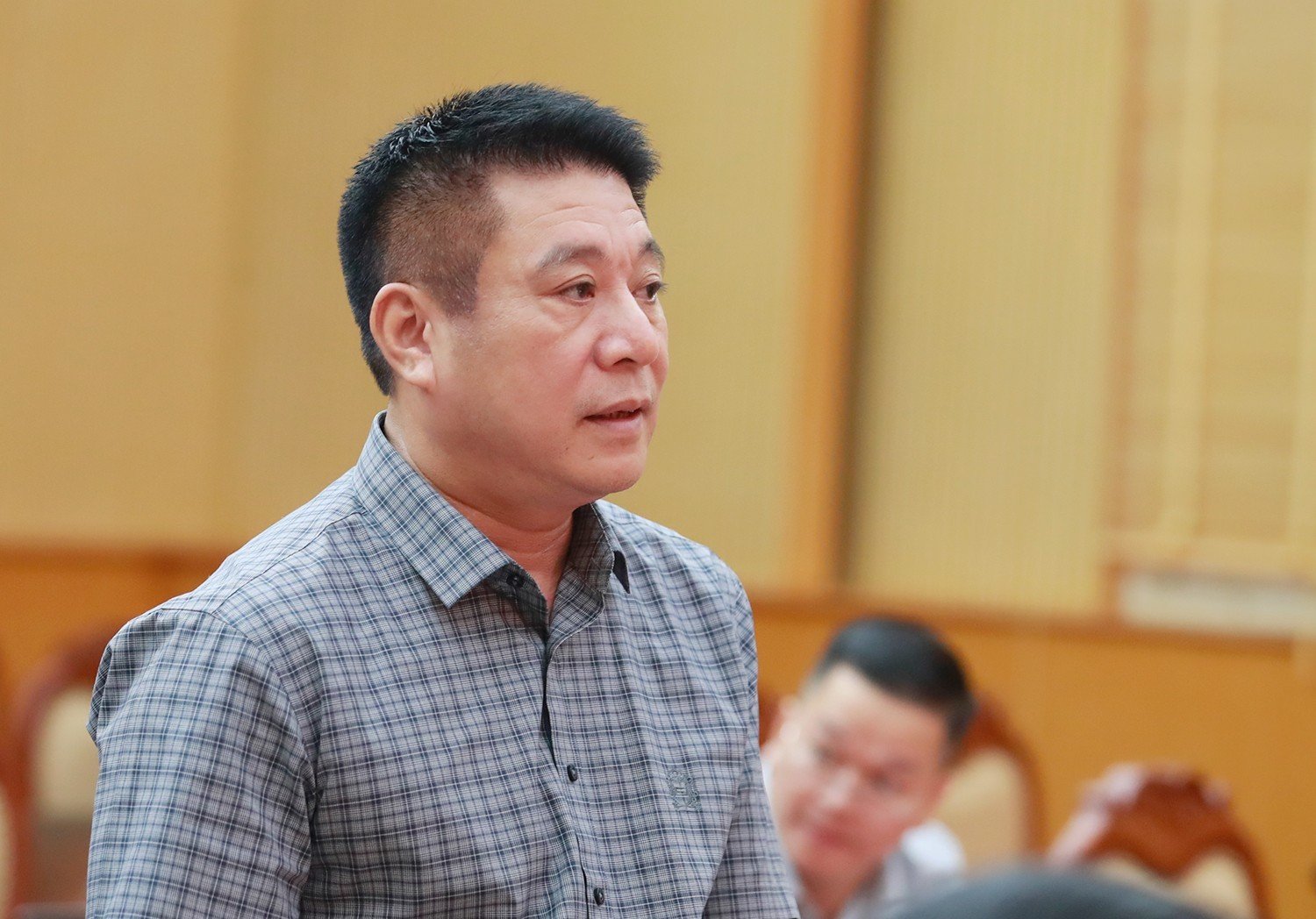 Giám đốc Sở Tài nguyên và Môi trường phát biểu tại hội nghị. KH.jpg
