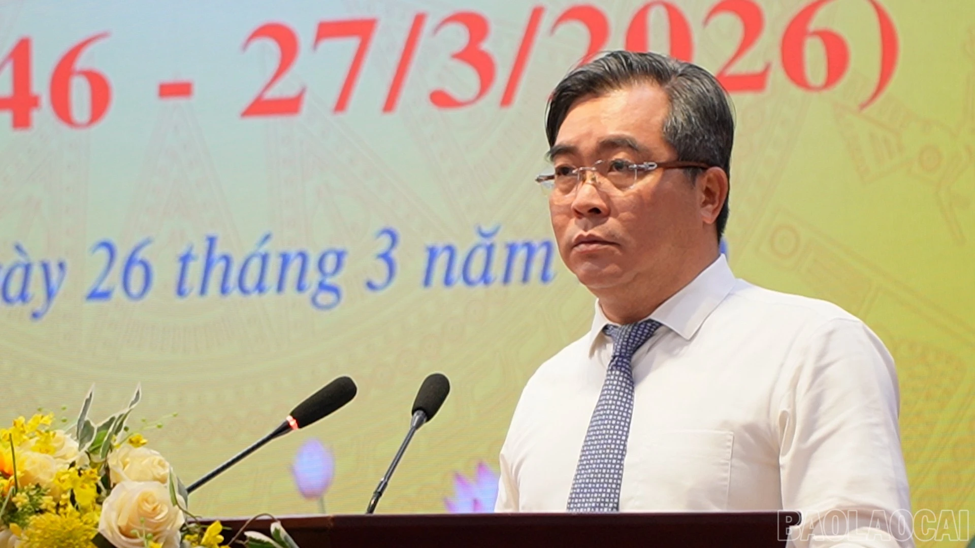 Đồng chí Nông Việt Yên - Ủy viên BCH Đảng bộ tỉnh, Giám đốc Sở Văn hoá, Thể thao và Du lịch phát biểu tại buổi gặp mặt.