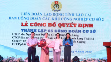 Thành lập 5 công đoàn cơ sở trực thuộc Ban công đoàn các Khu công nghiệp tỉnh